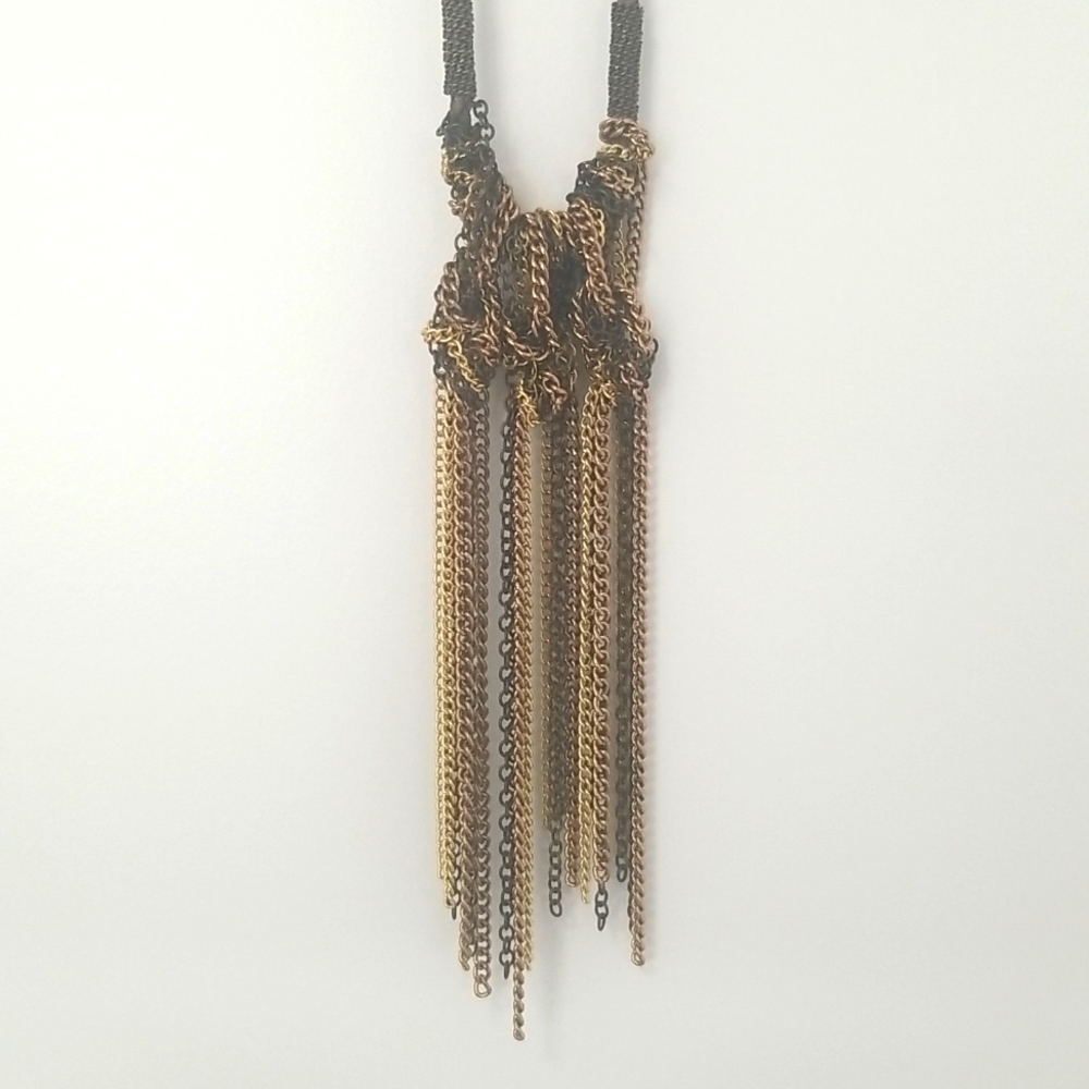 LOFT Necklace Gold, Brown and Leather